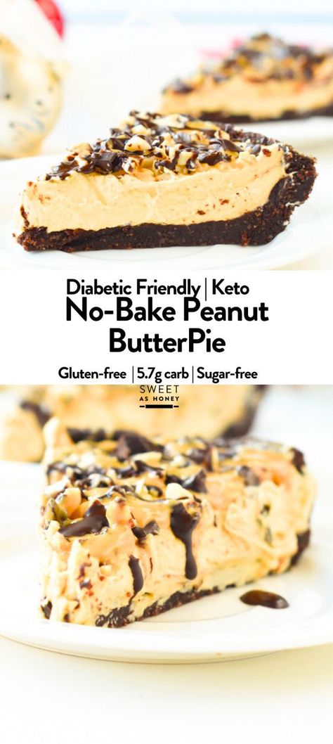 This keto peanut butter pie is a decadent, comforting no-bake keto dessert made with a chocolate crust and creamy peanut butter mousse. This is without any doubt the best keto peanut butter dessert, perfect for your Christmas or Thanksgiving table! Low Carb Peanut Butter Pie, Low Carb Peanut Butter Desserts, Low Calorie Peanut Butter Desserts, Splenda Dessert Recipes, Sugar Free Peanut Butter Pie, Keto Peanut Butter Dessert, Peanut Butter Desserts Healthy, Keto Peanut Butter Pie, Low Calorie Peanut Butter