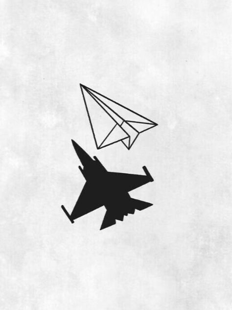 Surreal Tattoo Ideas Small, Mindset Tattoo Ideas, Fighter Jet Tattoo, Mindset Tattoo, Jet Tattoo, Aircraft Tattoo, Paper Airplane Tattoo, 99 Tattoo, Fighter Tattoos