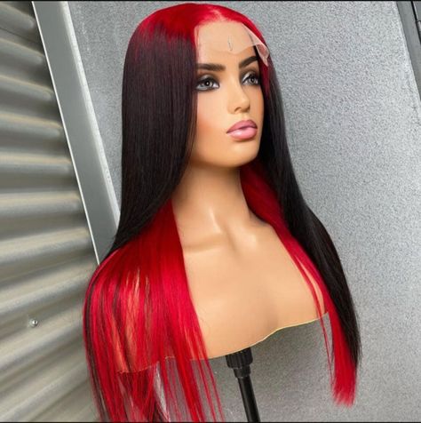 Transform your appearance with the black and red ombré wig that exudes confidence and glamour. Click the link in the comment section for this unit. #bellahaircrownz #Lace #wigs #fyp Red Weave Hairstyles, Sleek Braided Ponytail, Black To Red Ombre, Black Red Hair, Natural Black Hair, Wigs Straight, Bella Hair, Ombre Wigs, Celebrity Hair Stylist