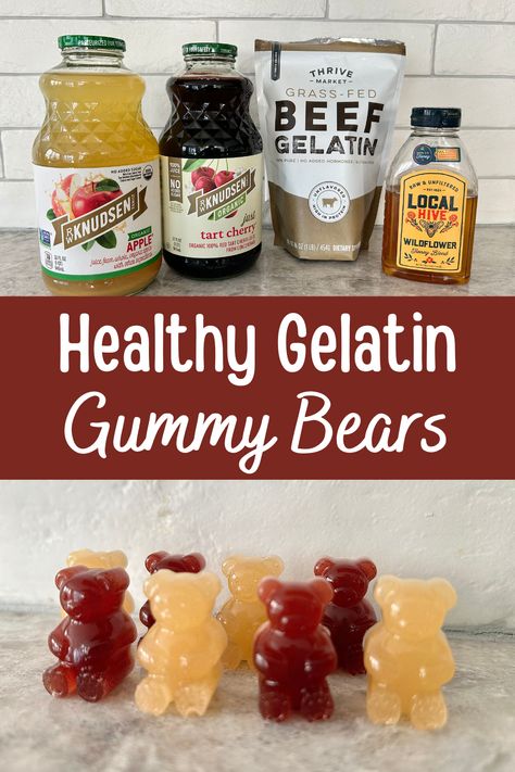 Make these healthy gelatin gummy bears with three simple ingredients for a yummy, healthy snack your kids will love! Gelatin Gummies Recipe, Gut Healing Gummies Recipe, Gelatin Gummy Bears, Homemade Gummy Vitamins, Turmeric Gummies Recipes, Homemade Gummies Healthy Kids, Organic Gummy Bear Recipe, Homemade Gummy Snacks, Homemade Sleep Gummies