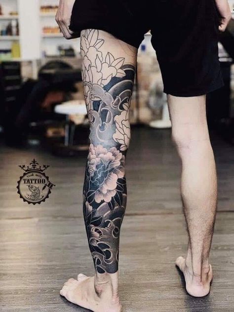 Full Tattoo Leg, Japanese Leg Tattoo Sleeve, Japanese Half Leg Tattoo, Japanese Leg Sleeve Women, Japanese Leg Sleeve Tattoo Men, Japanese Leg Tattoo Design, Japanese Leg Sleeve, Leg Tattoos Aesthetic, Calf Sleeve Tattoo