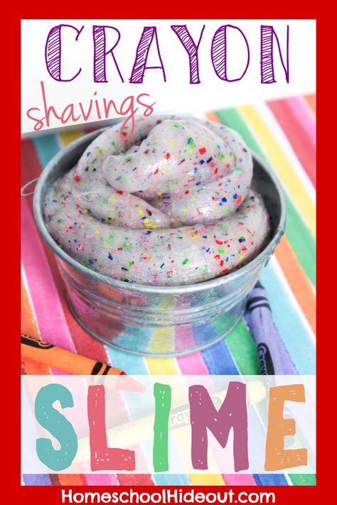 This quick and easy crayon slime is perfect for beginners. Change up the colors to make it exactly what your kiddos will love. #slime #DIYslime #slimerecipes #easyslime Slime Business, Homeschool Science Experiments, Easy Slime Recipe, Homeschool Projects, Sensory Activities Toddlers, Homemade Slime, Homeschool Crafts, How To Make Slime, Stem For Kids