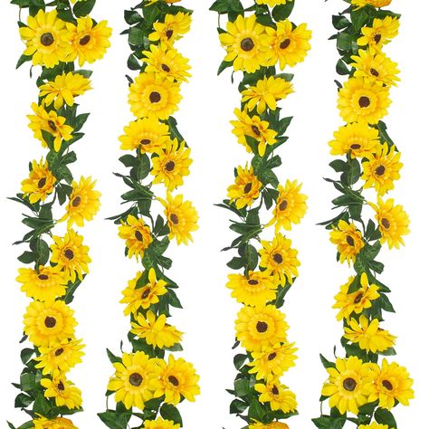 Hanging Sunflower Decor, Sunflower Birthday Party Decoration, Sunflower Party Decorations, Sunflower Garland, Sunflower Birthday Parties, Flowers Garland, Sunflower Head, Sunflower Party, Home Wedding Party