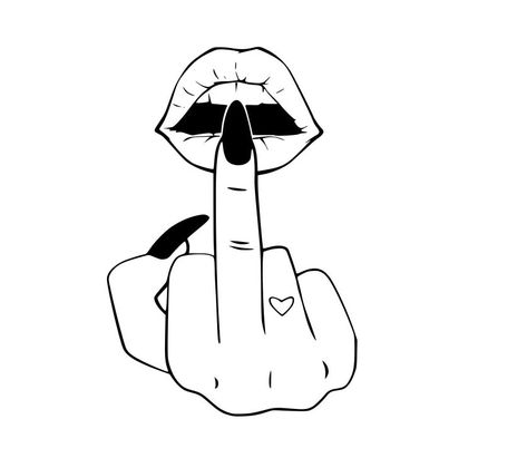 Finger Over Lips Drawing, Skeleton Middle Finger Tattoo, Middle Finger Images, Middle Finger Drawing, Nails Svg, Rude Finger, Middle Finger Tattoo, Black Fake Nails, Middle Finger Tattoos