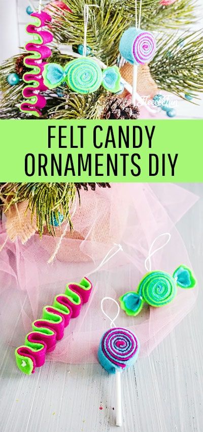 Felt Candy Ornaments, Candy Ornaments Diy, Candy Christmas Tree Ornaments, Felt Candy, Christmas Diy Kids, Diy Christmas Tree Topper, Candy Christmas Tree, Christmas Tree Decorating Themes, Candy Ornaments