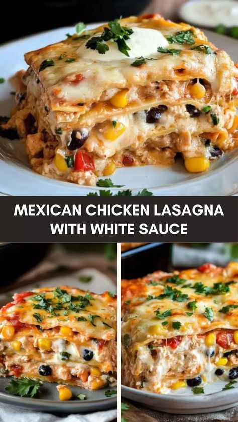 Mexican chicken lasagna with white sauce – Culinary Chase Mexican Chicken Lasagna Recipe, Mexican Lasagna Recipe Chicken, Chicken Taco Lasagna Recipe, Mexican Lasagna With Chicken, Chicken Veggie Lasagna Recipe, Gluten Free Chicken Lasagna, Chicken Lasagna With White Sauce, White Chicken Spinach Lasagna, Tortilla Lasagna Recipe