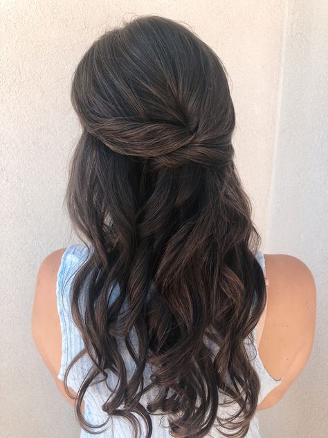 Hairstyles For Formal Events Half Up, Bridesmaid Hairstyles Half Up Half Down Thick Hair, Bridesmaid Hairstyles Half Up Half Down Brown Hair, Half Up Half Down Occasion Hair, Half Up Half Down Hair Women Wedding, Dark Hair Formal Hairstyles, Half Up Half Down Wedding Hair Front And Back, Medium Length Half Updo Wedding, Bridesmaid Hairstyles Half Up Half Down Black Hair