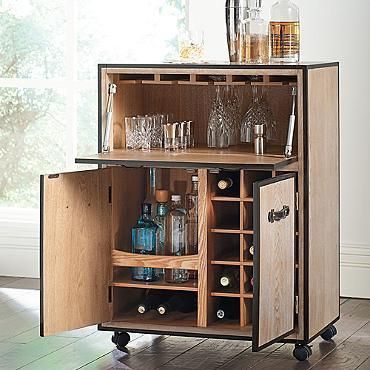 Galway Mobile Bar Cart in Brown Reimagined Furniture, Mobile Bar Cart, Elegant Bar Stools, Bar Cabinets, Gold Bar Cart, Wine Bars, Cart Decor, Bar Cart Decor, Grandin Road