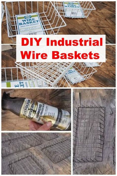 This thrifty idea ends up looking super chic! Look what she did with these Dollar Store wire baskets! Diy Wire Basket, Diy Muebles Ideas, Industrial Diy, Store Concept, Wire Diy, Dollar Store Hacks, Diy Basket, Wire Basket, Industrial House