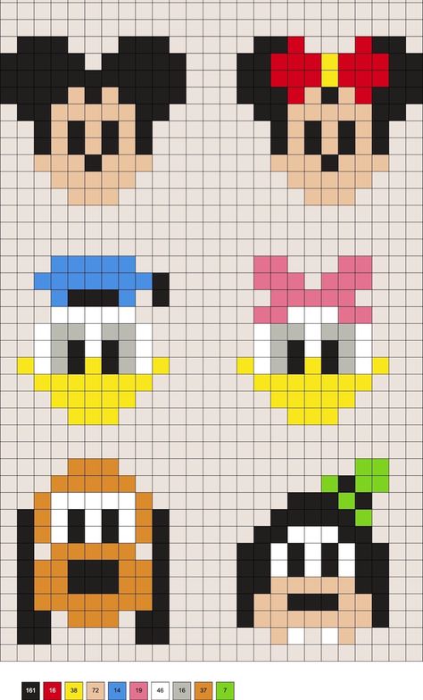 Pixel Crochet Pattern Disney, Small Disney Pixel Art, Perler Beads Mickey Mouse, Pixel Disney Art, Pixel Art Grid Disney, Best Friend Pixel Art, Minnie Mouse Perler Bead Pattern, Pearl Beads Pattern Disney, Disney Bead Patterns