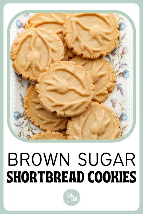 Brown sugar shortbread cookies are the easiest Christmas cookie recipe you'll ever make! Buttery, rich, and crisp, make them with or without cookie stamps. Impression Cookie Recipe, Shaped Shortbread Cookies, Shortbread Cookie Recipe For Molds, Cookie Recipe For Stamped Cookies, Cutout Shortbread Cookies, No Spread Cookie Recipe, Cinnamon Shortbread Cookies, Brown Sugar Shortbread Cookies, Pressed Cookies Recipe