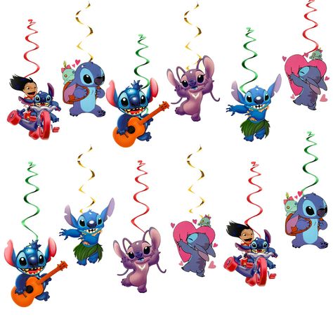 PRICES MAY VARY. 1.Hanging swirl kits: lilo and stitch hanging swirl decor kits including (12pcs hanging spiral + 12pcs cards). 2.Superior quality: The hanging swirl decorations is made of safe plastic foil and high-quality cardboard, which can be reused. 3.Hanging swirls: Super cute style, you definitely won’t miss these cute hanging swirls decor, these vibrant lilo and stitch hanging decorations will add a touch of sparkle to your kids party! 4.Easy to use: Save your time for other party plann Pink Lilo And Stitch, Streamers Decorations, Lilo And Stitch Birthday Party, Lilo And Stitch Party, Ceiling Streamers, Stitch Birthday Party, Streamer Decorations, Stitch Party, Tema Disney