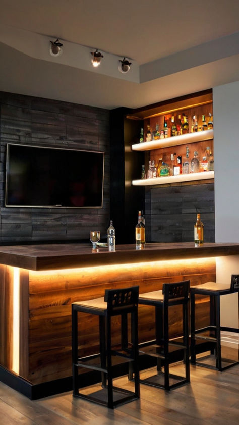 bar ideas for home basement with tv Bar Ideas For Home Basement Modern, Mini Bar At Home Small Spaces, Modern Bar Ideas For Home, Dream Basement Ideas, Bar Ideas For Home Basement, Modern Bar Ideas, Home Basement Bar, Mini Bar Ideas Small Spaces, Basement Luxury