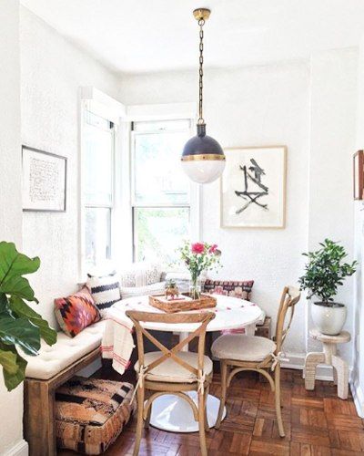 My House: Cozy Breakfast Nook Inspiration Small Kitchen Dining Room Combo, Small Dining Room Decor, Kitchen Dining Room Combo, Small Dining Room, Cozy Breakfast Nook, Dining Room Cozy, Bohemian Kitchen, Casual Dining Rooms, Dining Room Combo