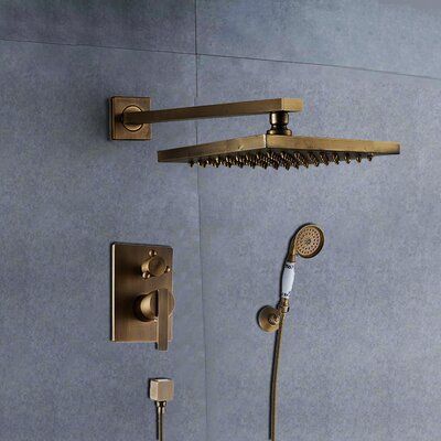 BathSelect Stylish BathSelect Antique Finish Wall Mounted Square Shower Head With Hand-Held Shower & Mixer is a bathroom shower set with a very attractive and fabulous look that gives you a classic look to your bathroom. Solid brass and construction with a Antique finish and a ceramic valve core material for long durability that will upgrade your bathroom with a modern and cool look. The showerhead and hand shower have a rainfall function where you can experience the true feeling of rain. Yo Antique Brass Bathroom Fixtures, Brass Shower Fixtures, Bathroom Shower Heads, Shower Fixtures, Brass Shower, Shower Niche, Shower Mixer, Rainfall Shower Head, Toilet Storage