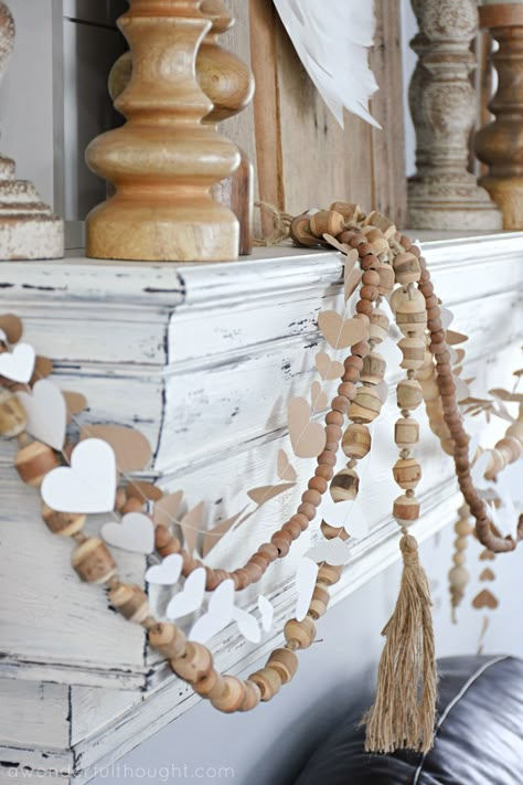 Neutral Valentine's Day Decor - A Wonderful Thought Valentine Boho Decor, Valentines Minimalist Decor, Valentine Neutral Decor, Muted Valentines Decor, Valentines Staircase Decor, Valentines Day Garland Mantels, Tasteful Valentine Decor, Pottery Barn Valentine Decor, Scandinavian Valentines Day Decor