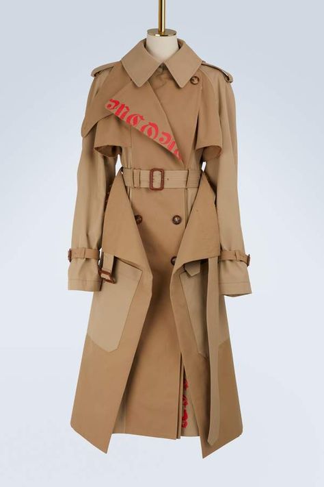 I love this Alexander Mcqueen Logo cotton trench coat Trench Coat Design, Alexander Mcqueen Logo, Cotton Trench Coat, Secret Agent, Fashion Project, Retro Futuristic, Coat Design, Trench Coats Women, Fashion Seasons