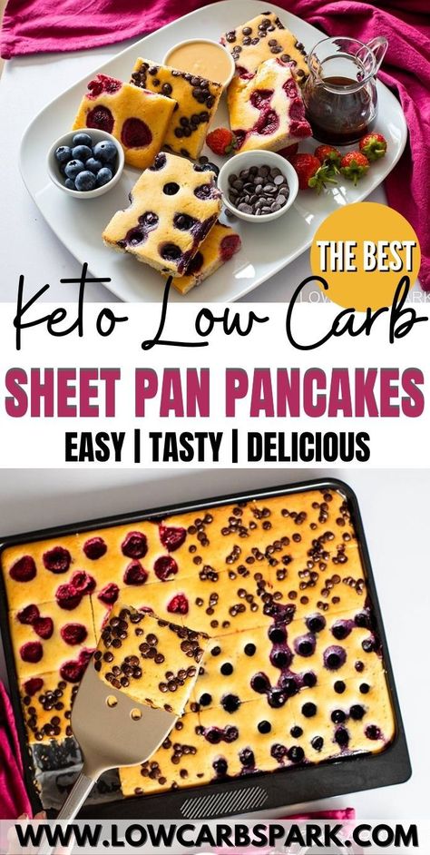 Keto Sheetpan Pancakes, Prediabetes Breakfast, Keto Breakfast Prep, Keto Danish, Atkins Breakfast, Keto Sheet Pan, Sheet Pan Pancakes, Pan Pancakes, Sheet Pan Meals Chicken