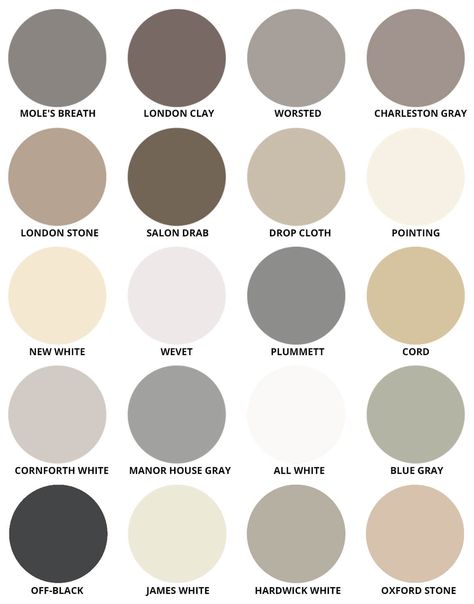 Beige Grey Living Room Colour Palettes, Light Grey Farrow And Ball, Farrow And Ball Taupe, Taupe Colour Combinations, Farrow And Ball Warm Neutrals, Farrow And Ball Neutrals, Farrow And Ball Colour Chart, Warm Grey Living Room, Modern Bed Ideas