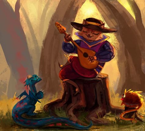 @originminiatures posted to Instagram: Tabaxi bard Pukh, serenading the local lizards.＃\＃  Image Credit: ArtStation, Forest Serenades, Yoana  #tabaxi #bard #tabaxibard #catperson #catpeople #cats #catlover #rpg #ttrpg #dungeonsanddragons #dnd5e #rpg #ttpg #dandd #5e #pathfinderrpg #pathfinder  #dnd #dice #originalcharacter #dndcharacter #characterart #characterdesigner #originaldndcharacter Tabaxi Aesthetic Dnd, Tabaxi Bard Male, Izzy Character, Tabaxi Bard, Pc Inspiration, Love Kittens, 3 Cats, Pretty Cat, Pathfinder Rpg