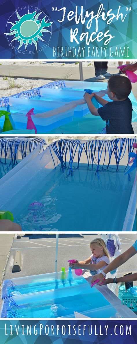 Underwater Party Activities, Nicki Birthday, Camping Birthday Party Games, Under The Sea Games, Sharknado Party, Beach Party Games, Underwater Birthday, Underwater Party, Ocean Theme Birthday