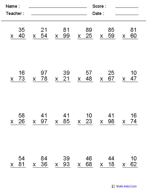 Anything you need for Multiplication. Worksheets | Multiplication Worksheets for Lesson Plans School Times, Math Multiplication Worksheets, Regrouping Subtraction, Materi Bahasa Inggris, Math Addition Worksheets, Math Subtraction, Math Sheets, Addition And Subtraction Worksheets, 2nd Grade Math Worksheets