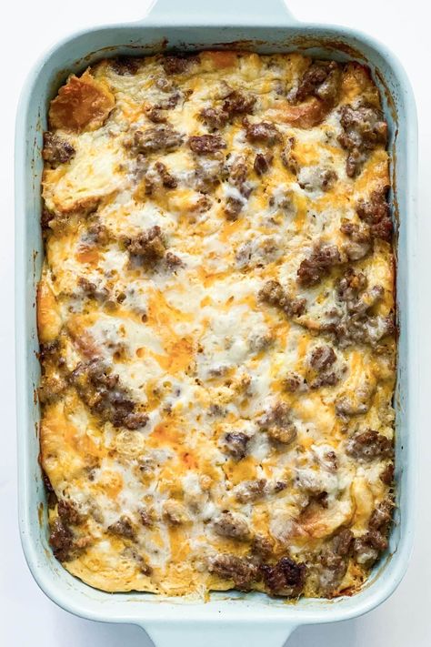 Overnight Sausage Breakfast Casserole With Bread, French Bread Egg Casserole, Breakfast Casserole Sausage Bread Eggs Cheese, Breakfast Egg Sausage Casserole, Day Before Breakfast Casserole, Bus Quick Breakfast Casserole, Sausage Bread Breakfast Casserole, Egg And Sausage Casserole With Bread, Breakfast Casserole With No Bread