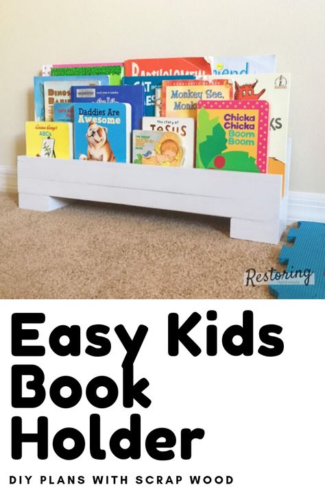 Book Shelf For Baby Room, How To Build Small Book Shelf, Easy Book Storage, Floor Book Storage, House Bookshelf Diy, Diy Bookshelf For Classroom, Front Facing Bookshelf Diy, Diy Book Bin, Diy Kid Bookshelf