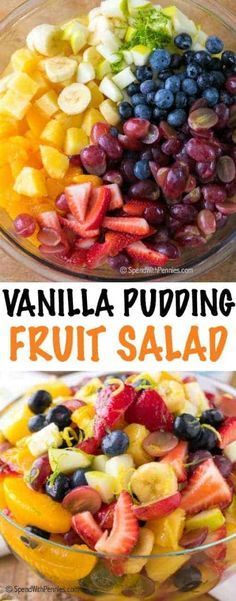 Easy Vanilla Sauce, Pudding Fruit Salad, Fruit Salad With Pudding, Pizza Fruit, Easy Fruit Salad Recipes, Weight Watcher Desserts, Best Fruit Salad, Dressing For Fruit Salad, Fruit Salad Recipe