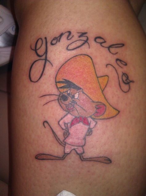 Speedy Gonzalez Gonzalez Tattoo Name, Speedy Gonzales Tattoo, Speedy Gonzales, Tattoo Pictures, Chicano Tattoo, Side Tattoos, Tattoo Work, Name Tattoos, Temporary Tattoos