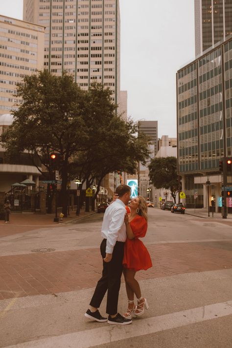 Engagement photos, red dress, dallas photography, girly aesthetic, platform heels, engagement pics Red Engagement Photos, Red Dress Engagement Pictures, Engagement Photos Red Dress, Red Dress Engagement, Photography Girly, Dallas Photography, Dress Engagement, Engagement Pic, Photos Inspo