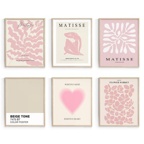 PRICES MAY VARY. Material: Paper Paint Type: Watercolor Item Shape: Rectangular Wall Art Form: art_print Frame Type: Unframed Item Weight: 0.32 pounds Item Dimensions: 8.0 inches 1 6 Prints On Wall, Wall Art Above Desk, Wall Art Bedroom Pink, Cute Artwork For Bedroom, Beach Pictures For Room, It Girl Wall Art, Cute Bedroom Pictures, Girly Room Posters, Navy And Pink Wall Art