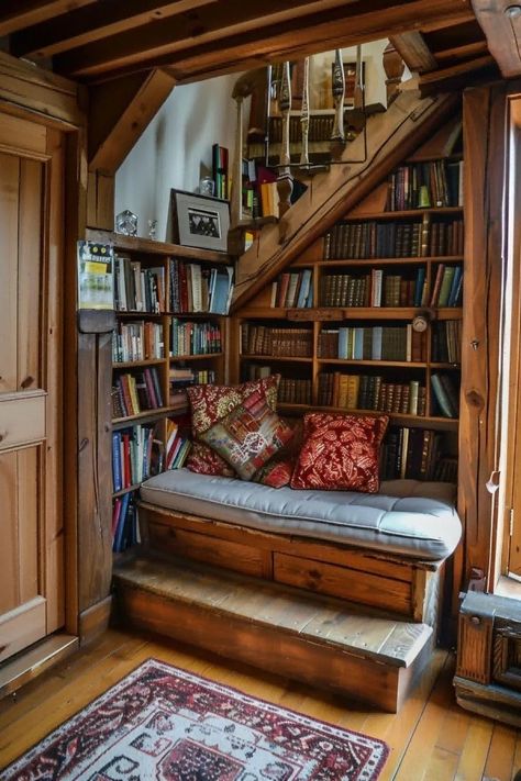 Best Greige Paint, Best Greige, Dream Home Library, Reading Nook Ideas, Cozy Library, Greige Paint, Nook Ideas, Home Library Design, Home Libraries