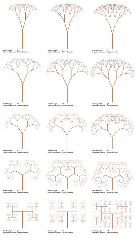 Fractal Trees – Basic L-System- Example 9.4 – Generative Landscapes Tree Architecture, Fractal Tree, Botanisk Illustration, Geometry In Nature, Sacred Geometry Patterns, Fractal Geometry, Sacred Geometry Symbols, Sacred Geometry Art, Geometry Pattern