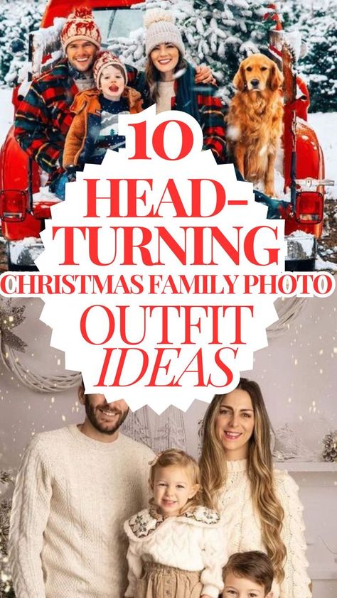 Christmas Outfit Ideas for the Perfect Family Photo - + the best tips on how to curate the perfect shot! Christmas Card Clothing Ideas, Outdoor Christmas Outfits For Pictures, Family Photo Sweaters, Santa Pictures Family Outfits, Casual Holiday Family Pictures Outfits, Christmas Family Pics Outfit, Cute Family Christmas Photos Outfits, Christmas Family Photoshoot 2024, 2024 Family Christmas Photos