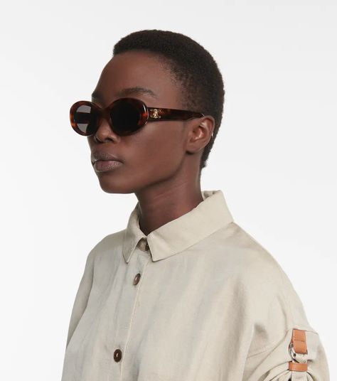 Celine Eyewear - Triomphe 01 oval sunglasses | Mytheresa Celine Triomphe Sunglasses, Celine Eyewear, Celine Triomphe, Round Eyewear, Golden Logo, Dad Sneakers, Stylish Sunglasses, Oval Sunglasses, Oliver Peoples