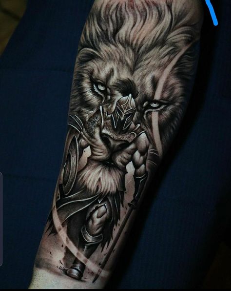 Half Sleeve Lower Arm, Lion Tattoo Half Sleeve, Lion Arm Tattoo, Tattoo Half Sleeve, Arm Tattoos For Guys Forearm, Lion Forearm Tattoos, Warrior Tattoo Sleeve, Gladiator Tattoo, Tiger Tattoo Sleeve