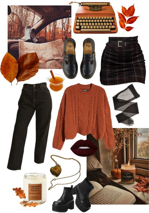 Fem Fall Outfits, Fall Outfits Graphic Tees, Fall Outfits October, Cool Fall Day Outfit, Tumblr Fall Aesthetic, Outfits From Charmed, Minnesota Fall Outfits, Halloweentown Inspired Outfits, Fall Gothic Aesthetic