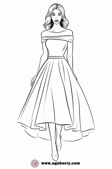 Discover the joy and creativity of fashion with our collection of dress coloring pages. Perfect for fashion enthusiasts and aspiring designers, these pages offer a fun way to explore color combinations and design details. Whether you choose to color digitally or prefer the tactile experience of coloring by hand, these sheets provide a canvas for your imagination. Experiment with different hues and patterns to bring these dresses to life, and print multiple copies to try various looks. Dive ... One Piece Dress Sketch, Dress Designing Sketches, Dress 👗, Fashion Coloring Pages Dresses, Color Combinations For Dress, A Line Dress Illustration, Dresses For Drawing, Fashion Outfits Design Drawing, Cloth Design Art