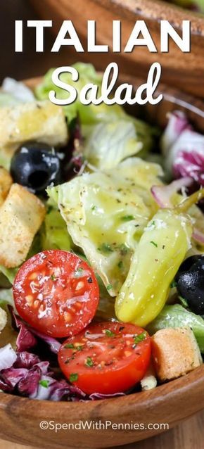 This simple Italian salad recipe is the perfect side dish. We love serving it next to our favorite Italian mains! #spendwithpennies #italiansalad #salad #easysalad #sidesalad #Italiansaladrecipe Easy Italian Salad, Simple Italian Salad, Salade Healthy, Italian Salad Recipes, Spend With Pennies, Italian Salad, Salad Recipes For Dinner, Easy Italian, Juicy Tomatoes