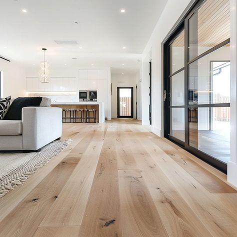 Scandinavian Minimalist White Oak Flooring Wood Floors Modern Home, Wide White Oak Flooring, White Oak Matte Finish, Unstained White Oak Floors, Scandinavian House Design Interiors, Beautiful Minimalist Home, White Oak Vinyl Flooring, White Oak Laminate Flooring Wide Plank, Maple Floors Living Room