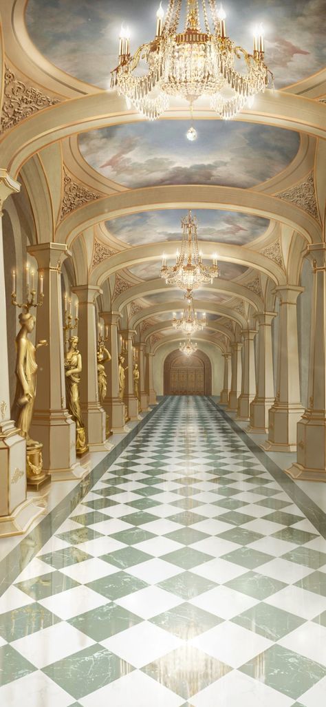 Victorian Palace Interior, Palace Aesthetic Wallpaper, Magical Hallway, Royal Palace Background, Fantasy Hallway, Royal Hallway, Royal Palace Aesthetic, Castle Hallway, Palace Hallway