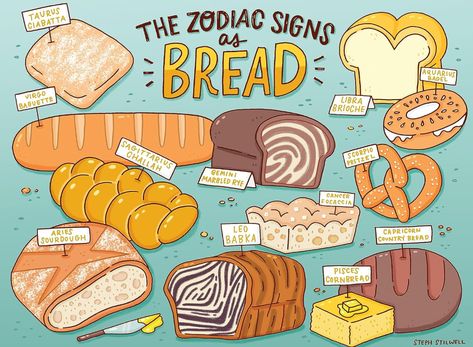 Amazon.com: Ceaco - Space Saver - Bread Zodiac - 300 Piece Jigsaw Puzzle : Toys & Games 300 Pieces Jigsaw Puzzle, Aries And Leo, 8bit Art, The Zodiac Signs, Zodiac Signs Funny, Space Saver, Food Drawing, Cute Little Drawings, Space Savers