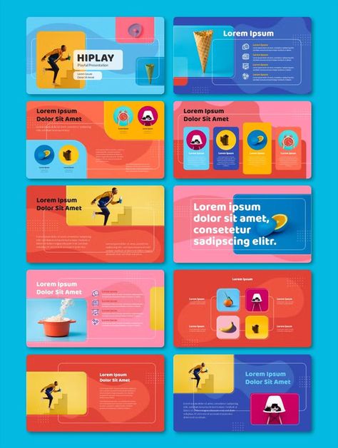 Playful PowerPoint Template. 20 professional slides. Fun Powerpoint Design, Google Slides Design Ideas, Playful Design Graphics, Slides Design Presentation, Slides Design Ideas, Slide Design Presentation, Slide Design Ideas, Playful Layout, Template Design Ideas