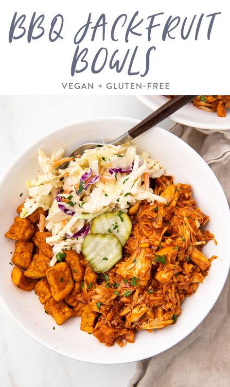 Bbq Jackfruit Bowl, Quick Coleslaw, Veg Salads, Vegan Bbq Recipes, Canned Jackfruit, Bbq Jackfruit, Jackfruit Recipes, Vegetarian Mains, Popular Things