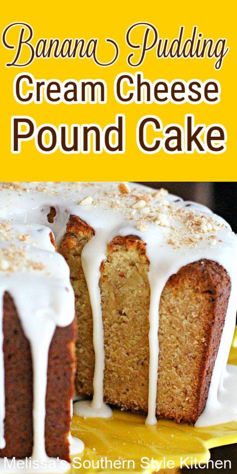 Banana Pudding Pound Cake Recipe, Banana Pudding Pound Cake, Banana Pudding Cream Cheese, Southern Pound Cake, Pound Cake Recipes Easy, Banana Cream Pudding, Cheese Pound Cake, Banana Pudding Cake, Homemade Banana Pudding