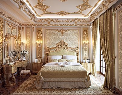 Classic Hall, Royal Bedroom Design, Rococo Interior, Royal Bed, Royal Room, Royal Bedroom, Beautiful Beds, Boujee Aesthetic, Girls Rooms