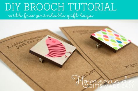 Easy and inexpensive DIY brooch tutorial with free printable gift tags. Quick to make and looks amazing! These are great gifts for Mom, family or friends. Birthday Gifts To Make, Brooch Tutorial, Brooch Ideas, Homemade Birthday Gifts, Diy Brooch, Gift Tag Labels, Free Printable Gifts, Gifts To Make, Homemade Birthday