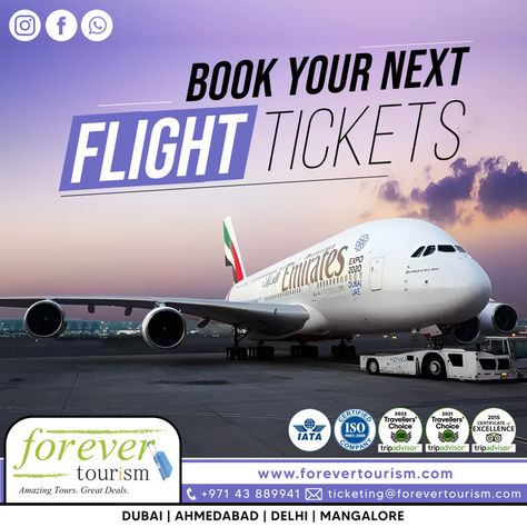 Book Your Next Flight Tickets ✈️ Looking for the best flight deals? Look no further than Forever Tourism! Our travel agency offers unbeatable prices on flights to any destination you desire. Our team of experienced travel agents is dedicated to creating unforgettable travel experiences for you with customised vacation packages and tours tailored to your preferences. With our fantastic deals on airfare, hotels, & vacation packages, we bring the joy of travel within reach 🌐https://zurl.co/77SR Best Flight Deals, Cheap Airfare, Book Cheap Flights, Cheap Plane Tickets, Cheap Flight, Cheap Flight Tickets, Flight Deals, Flight Tickets, Best Flights