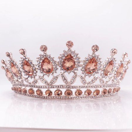 Milisente Queen Crowns For Women Large Crystal Bridal Wedding Tiaras With Sparkling Rhinestones(Rose Gold) Color: Orange. Orange Crown, Queen Crowns, Crowns For Women, Red Bridal Bouquet, Quinceanera Pink, Flower Girl Headpiece, Crown Photos, Wedding Tiaras, Crystal Crown Wedding